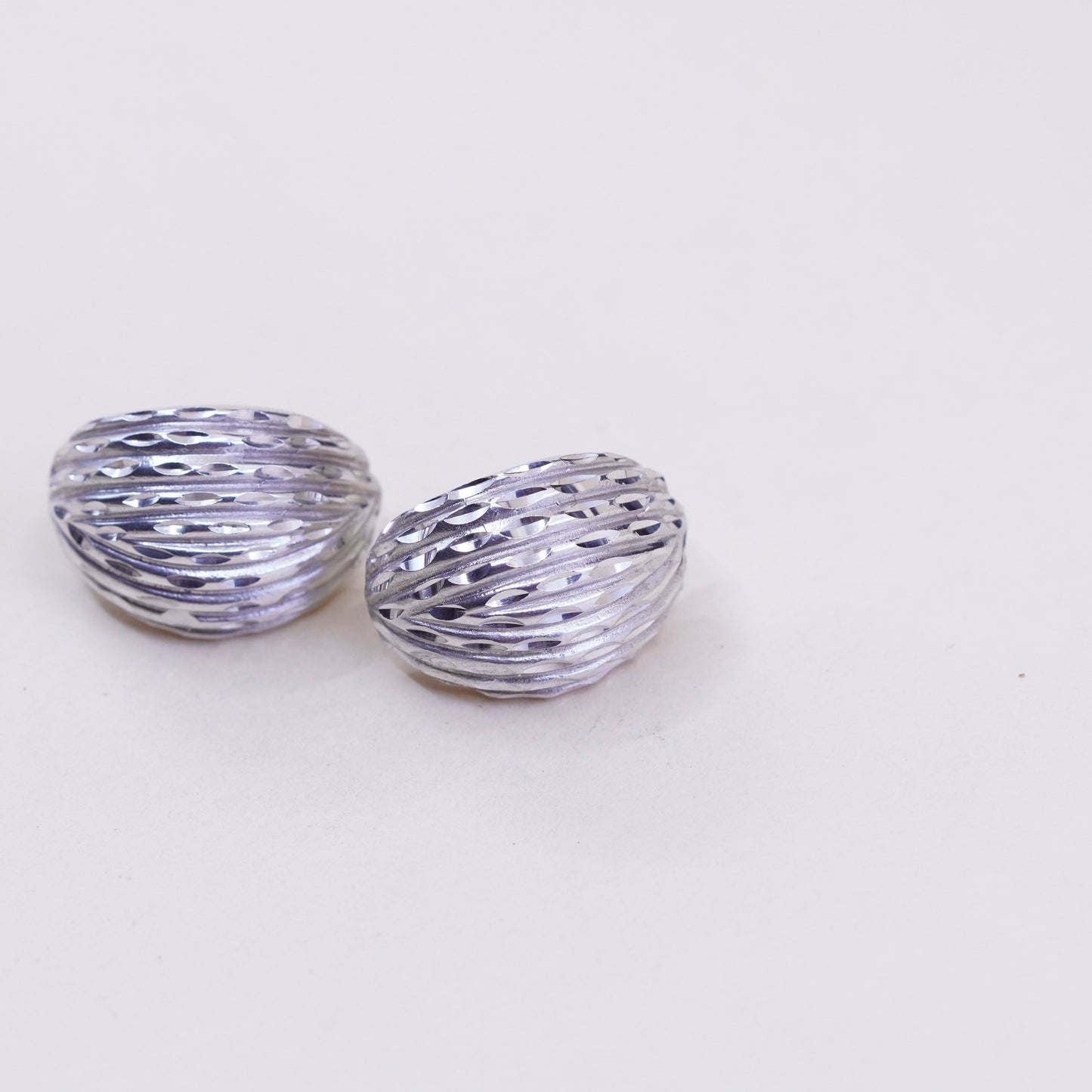 Vintage sterling silver wide hoops, modern 925 huggie earrings