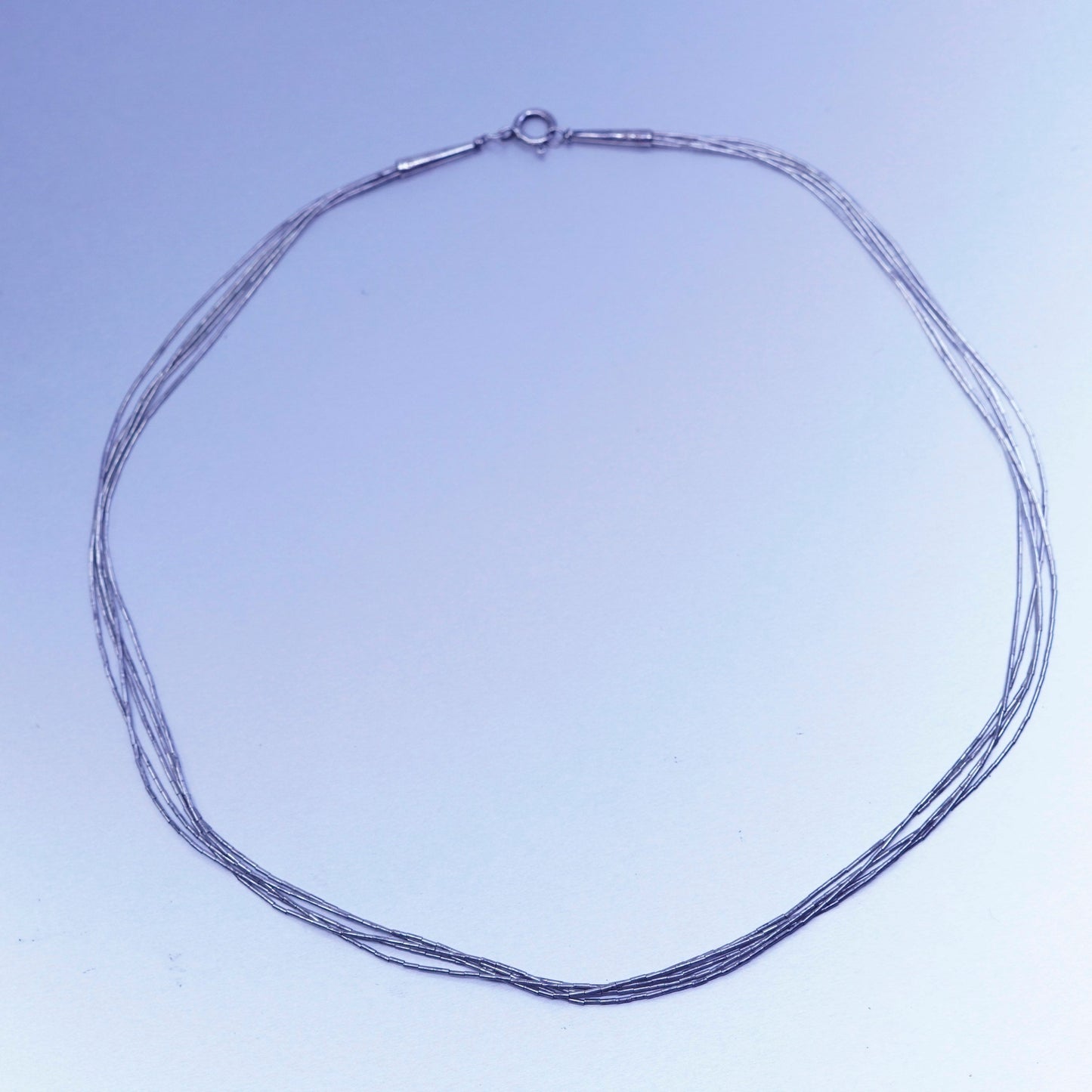 18”, liquid Sterling silver 5 strands necklace, Native American handmade chain