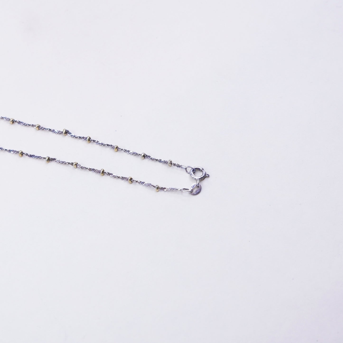 8.75”, Vintage 14K gold beads with twisted sterling 925 silver S chain bracelet