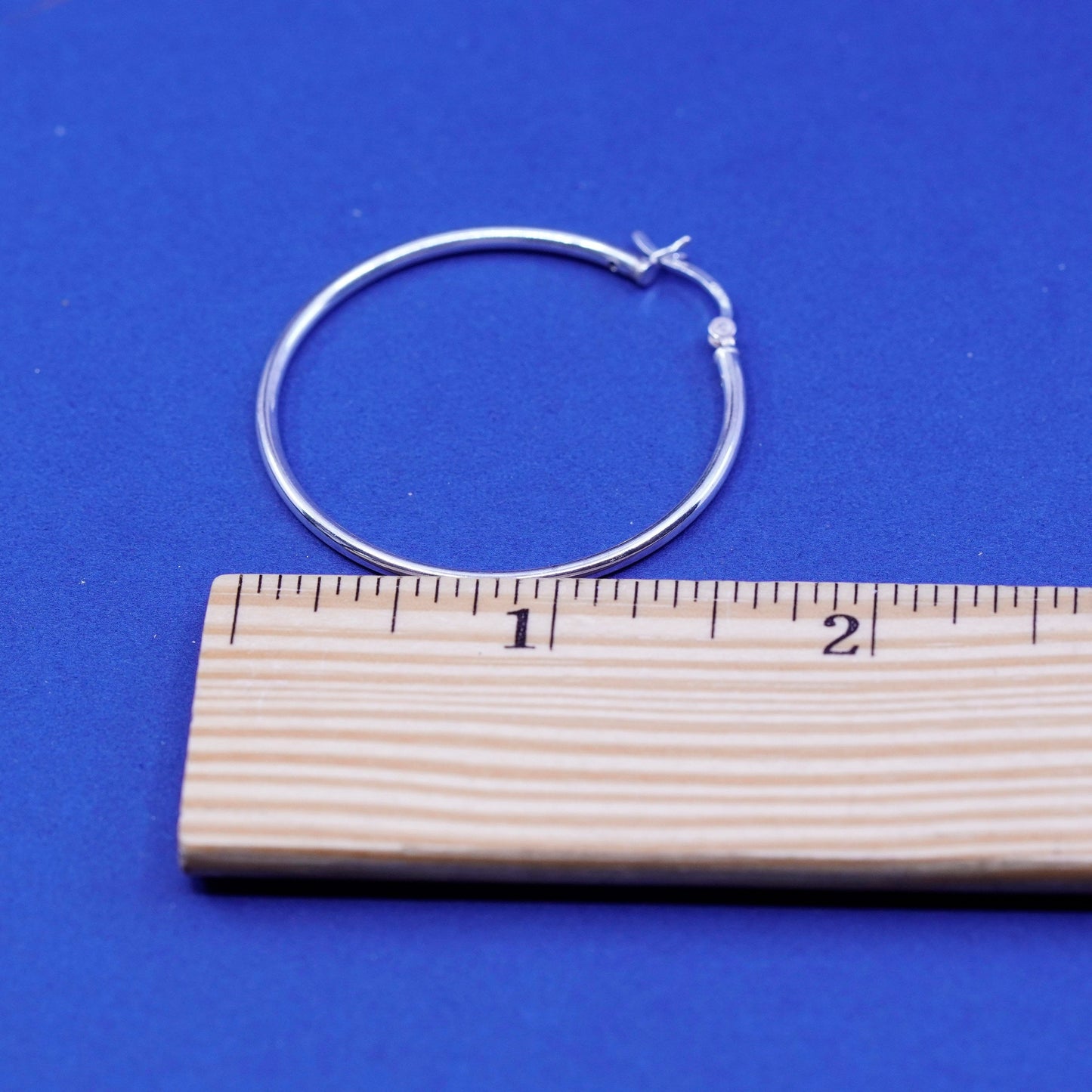 1.5”, vintage Sterling silver handmade hoop earrings, 925 huggie