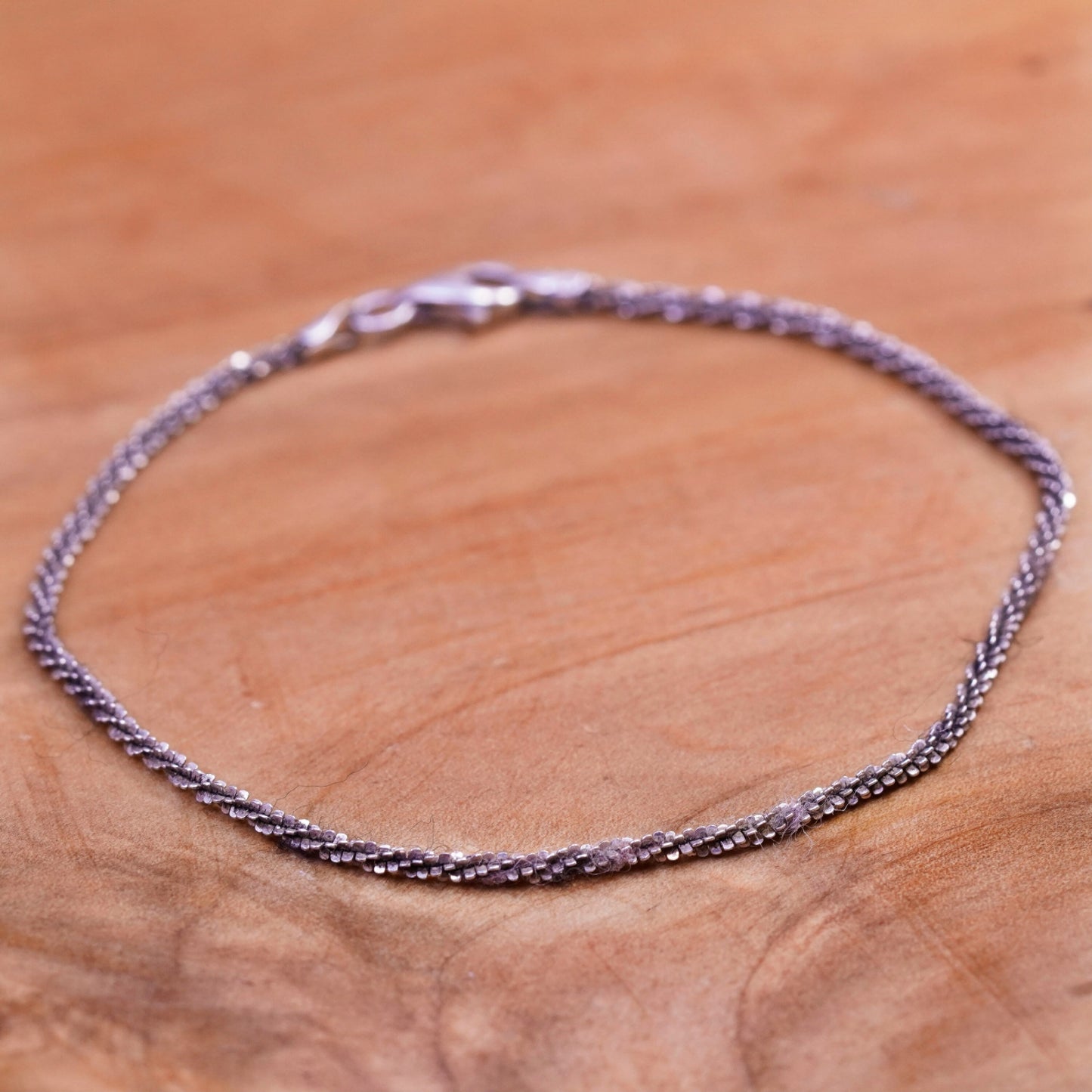 7.5”, 2mm, vintage Sterling silver bracelet, 925 twisted chain