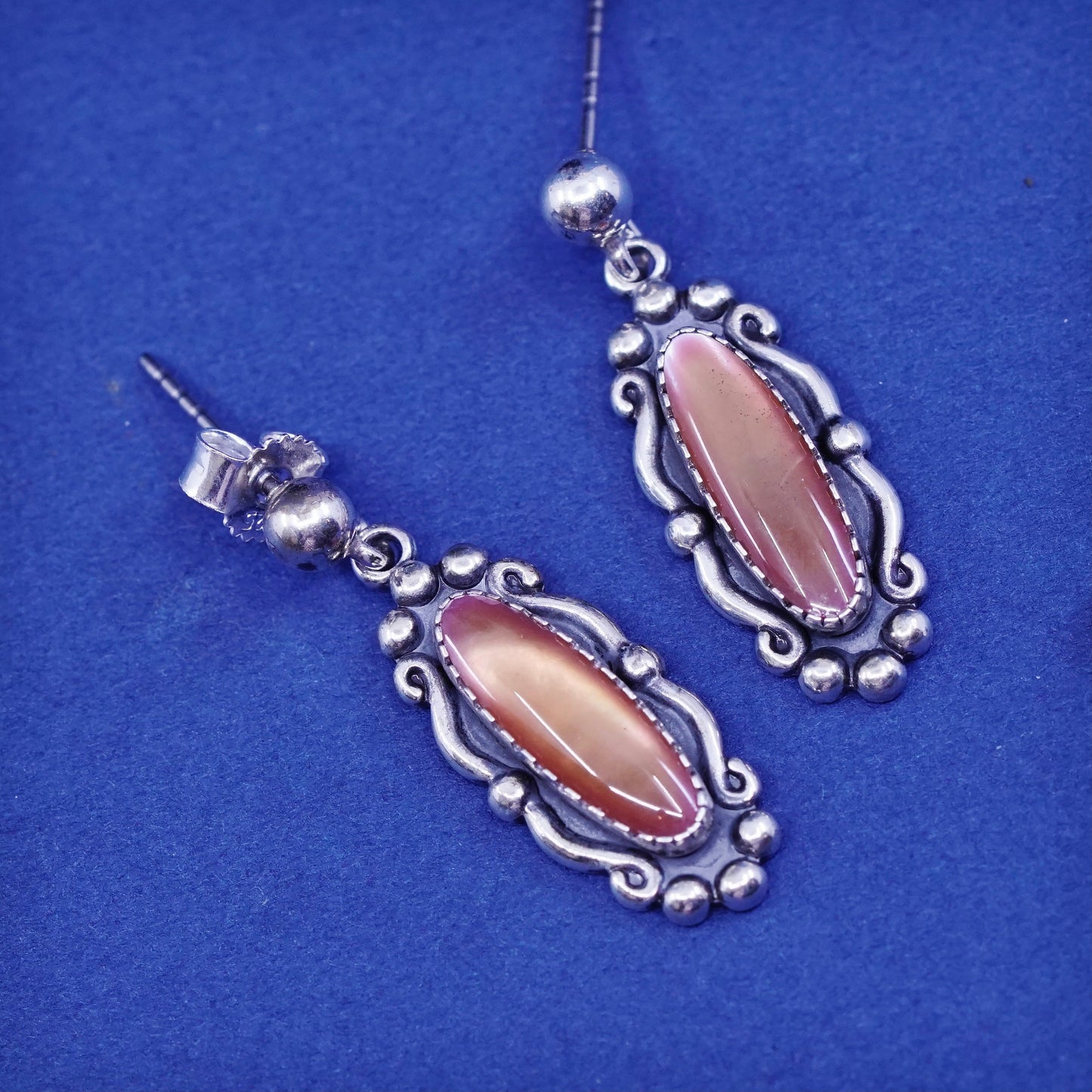 Wheeler sterling silver handmade earrings, 925 with golden tiger eye and Beads