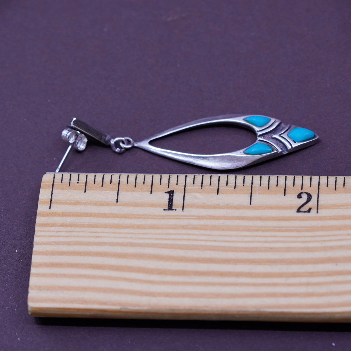 Native American SC Southwestern 925 Sterling silver earrings w/ turquoise beads