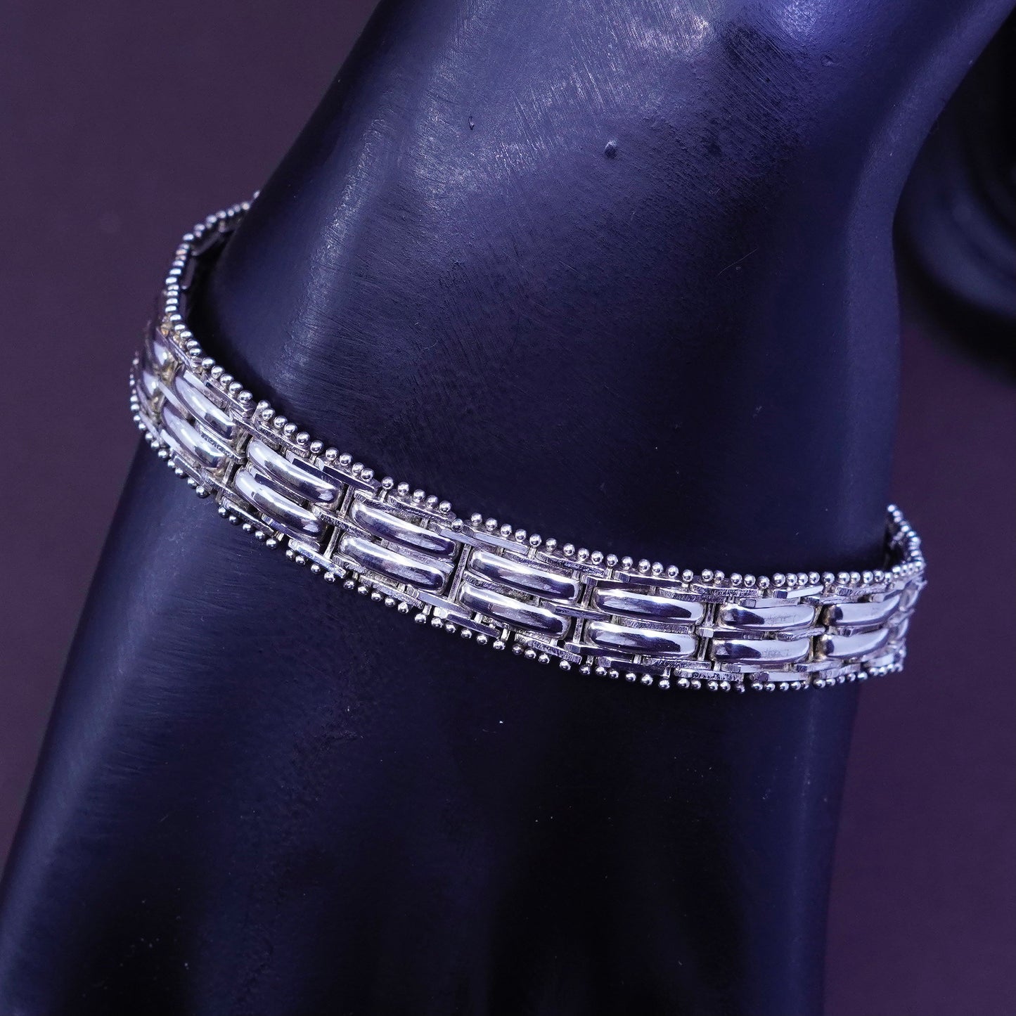 7”, 10mm, vintage milor Sterling silver bracelet, Italy 925 Riccio chain