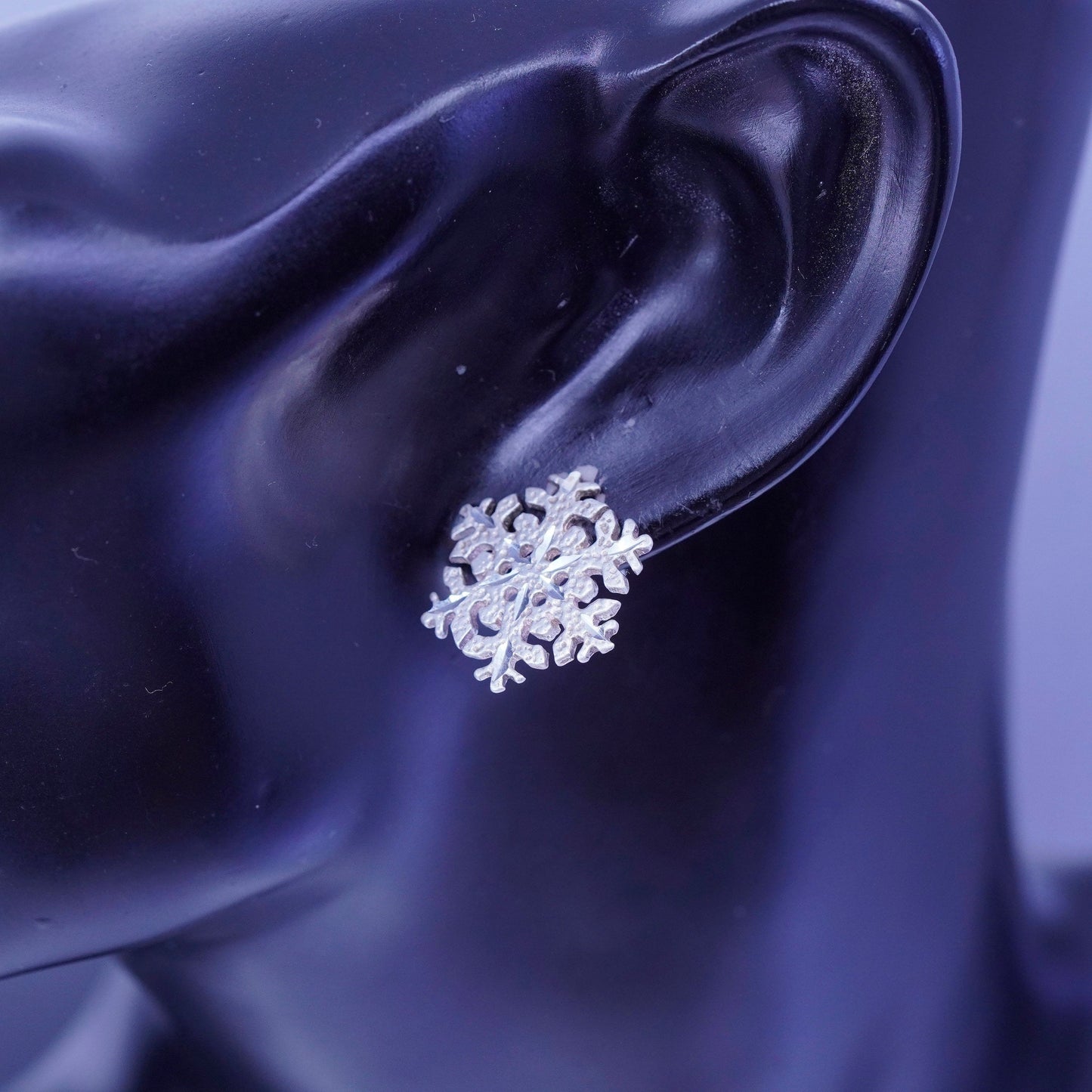southwestern Shube Sterling 925 silver handmade earrings, matte snowflake studs