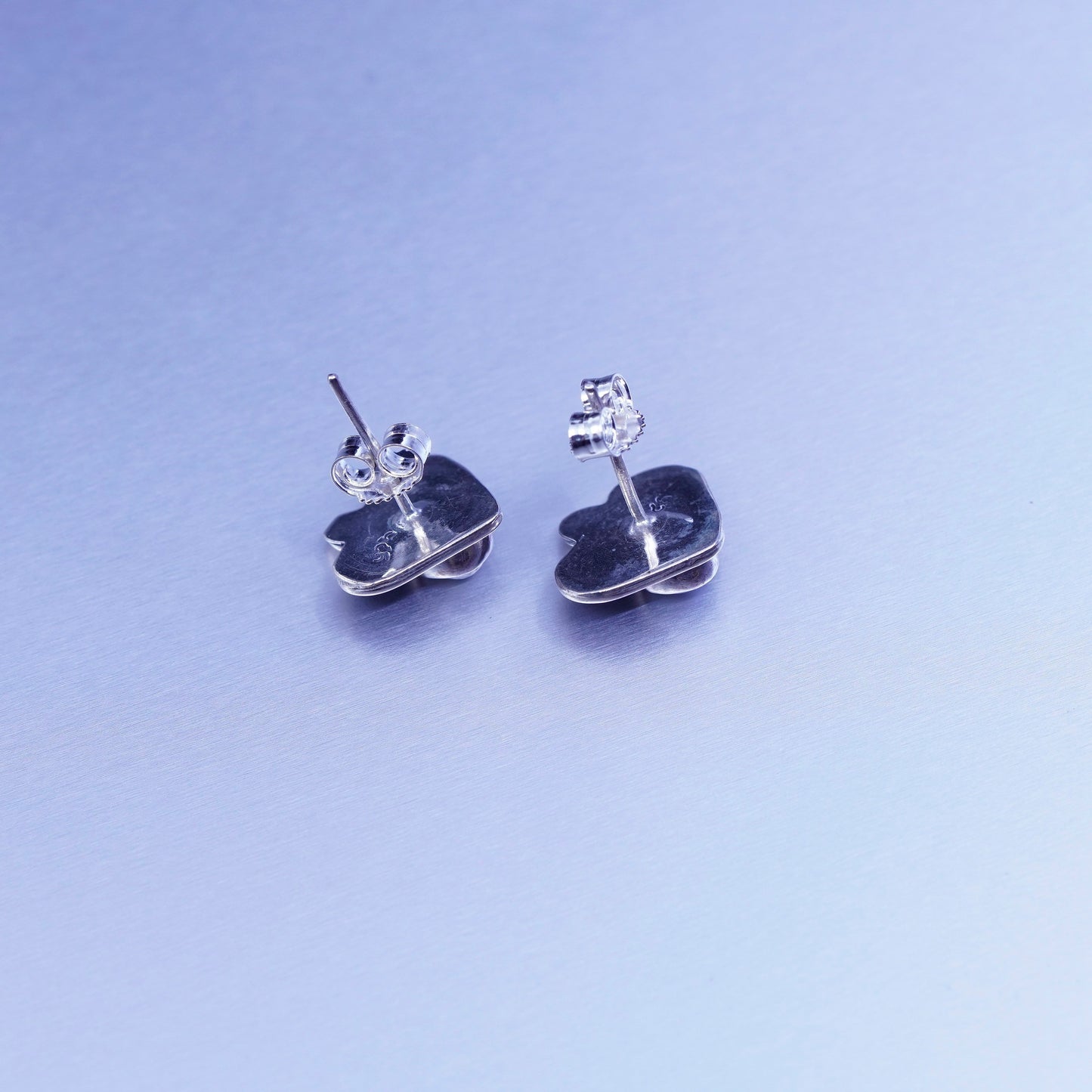 Vintage Sterling 925 silver handmade heart earrings with pearl