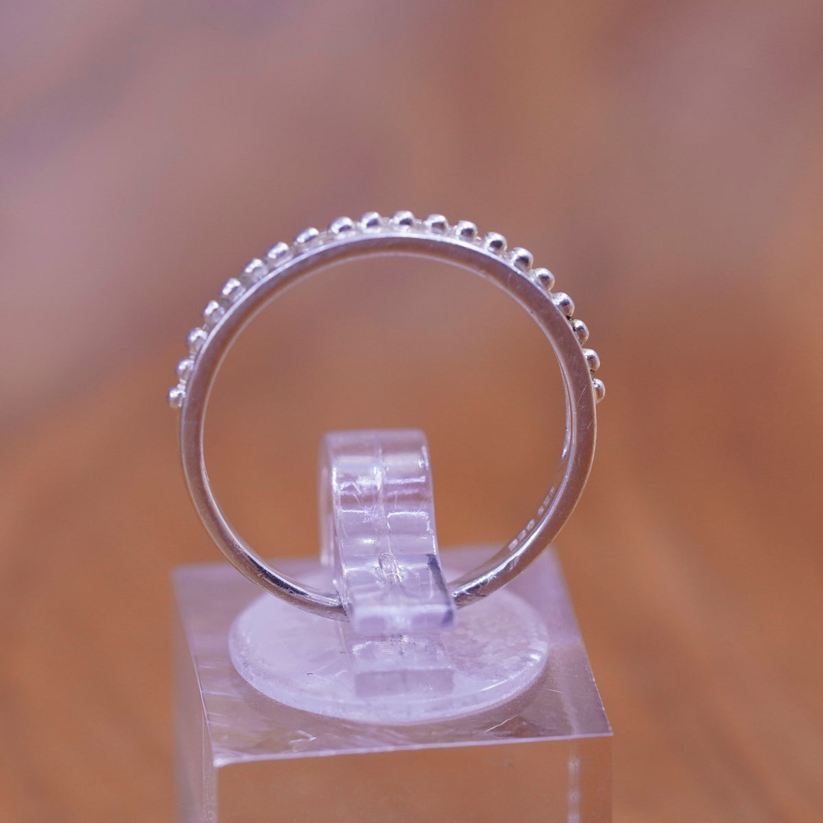 Size 7.5, vtg Sterling silver stackable handmade ring, 925 stackable band beads