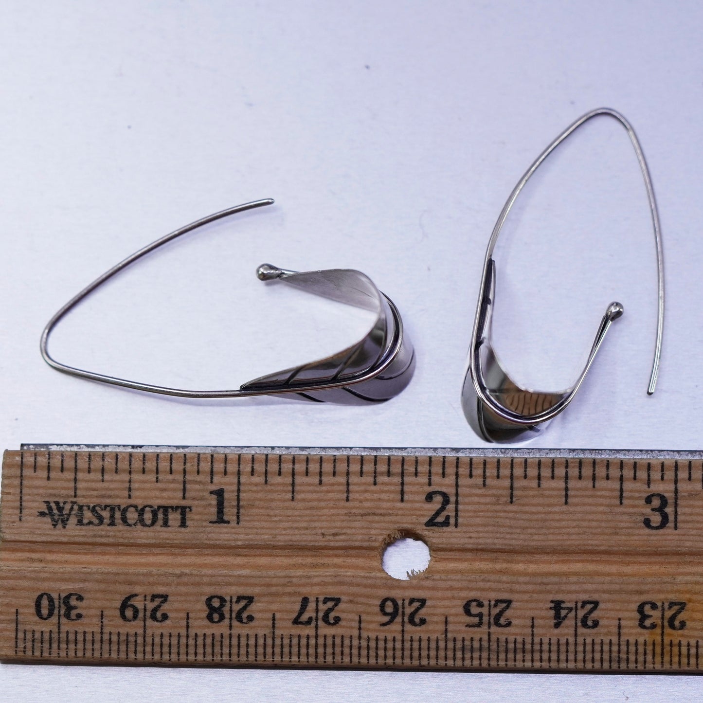 Vintage Sterling 925 silver handmade leaf earrings