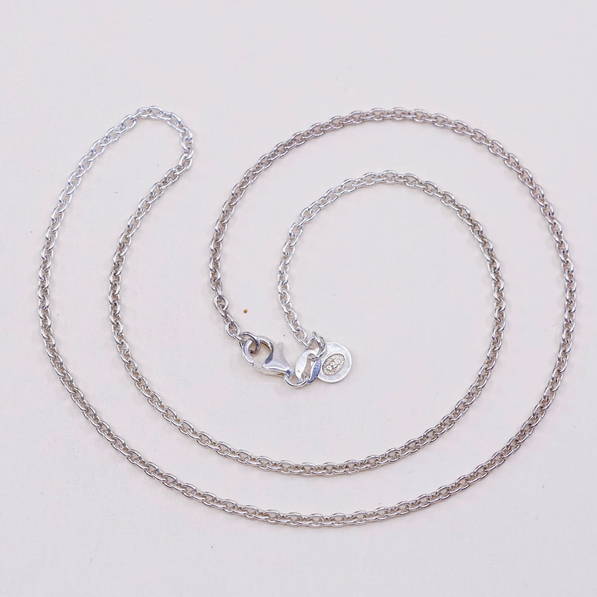 18”, 1mm, Vintage sterling silver circle chain, Italy 925 necklace