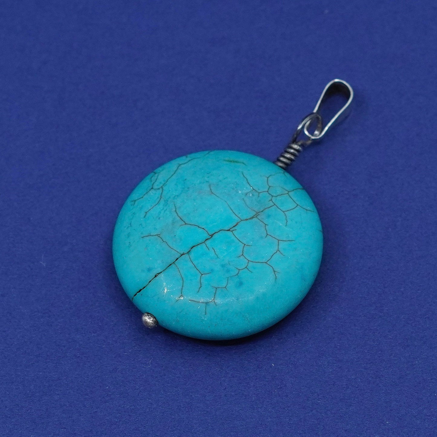 Vintage Sterling 925 silver handmade pendant with turquoise