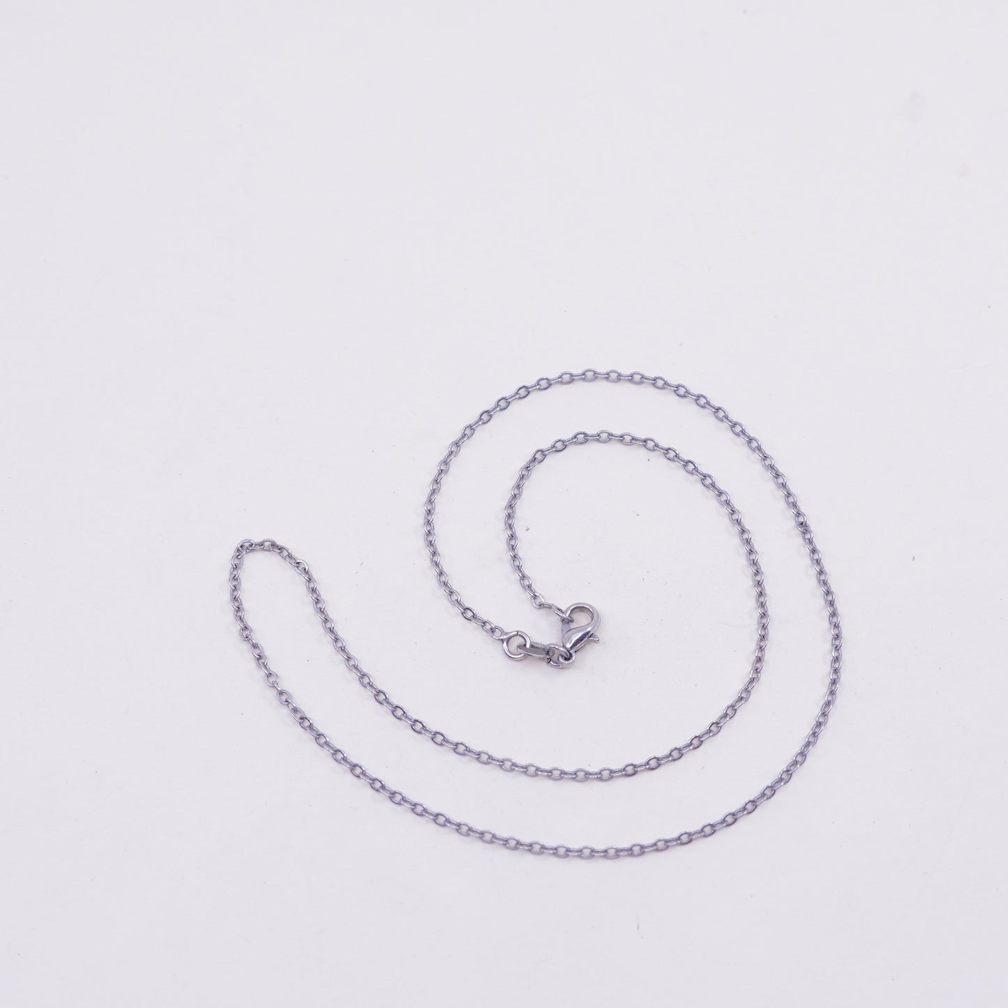 17”, 1.6mm, Vintage sterling silver flatten circle chain, Italy 925 necklace