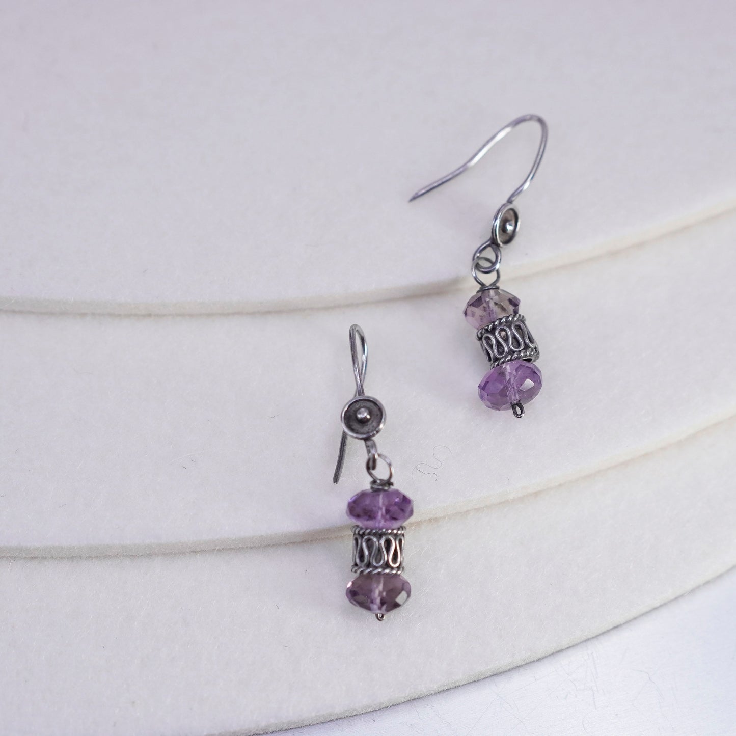 Vintage Sterling 925 silver earrings with amethyst beads