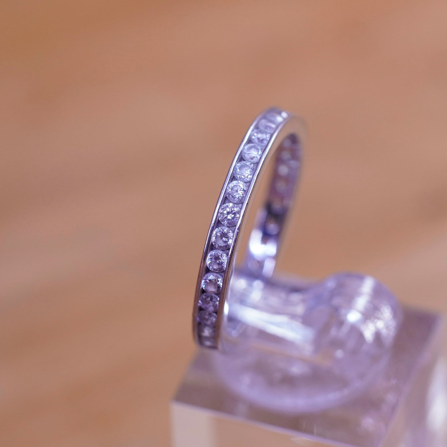 Size 9, vintage Sterling silver ring, 925 band with cz