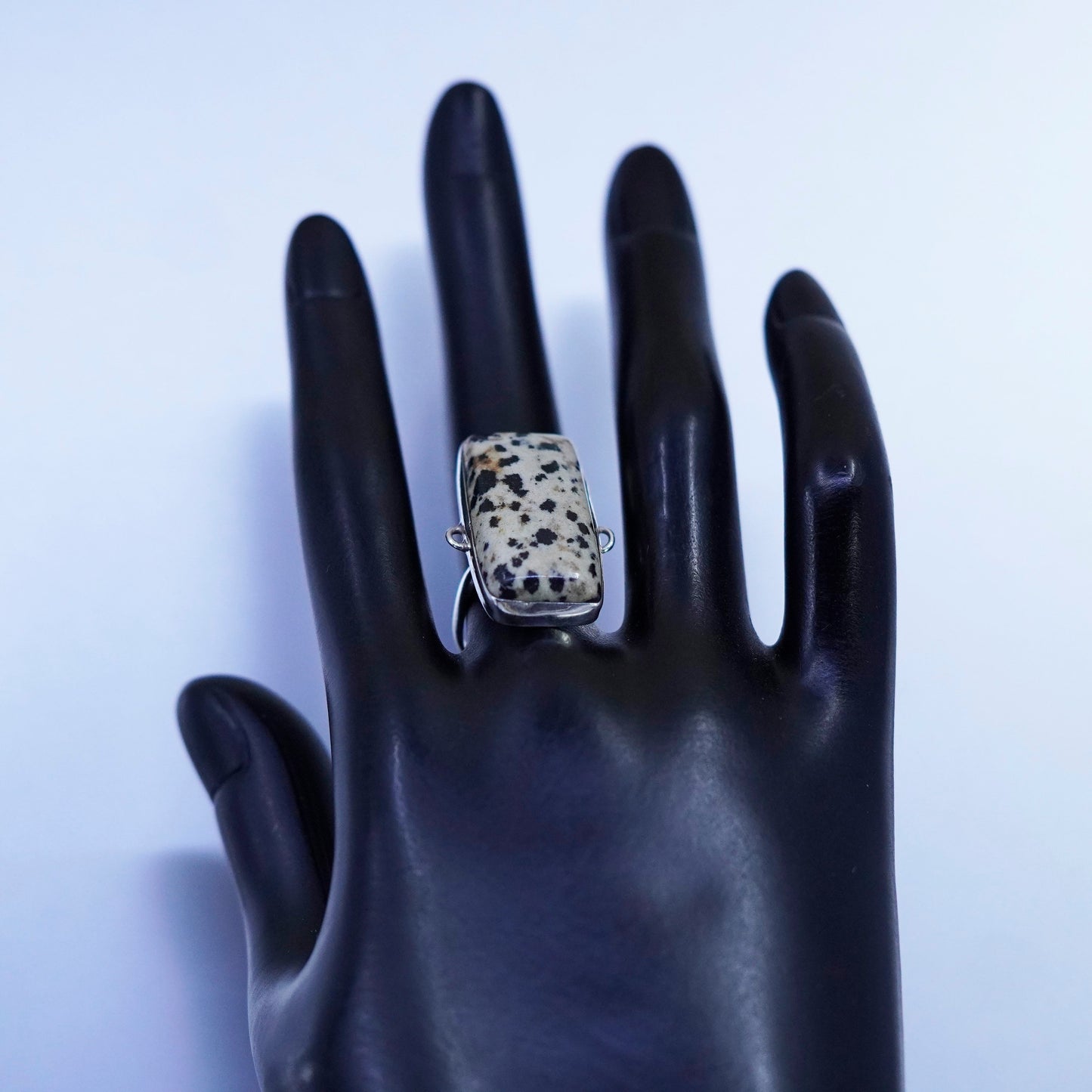 Size 4, southwestern Sterling 925 silver handmade ring with Dalmatian Jasper
