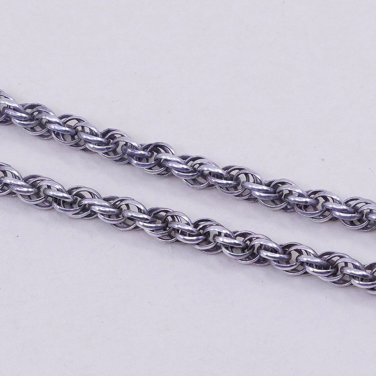 15” 4mm, vintage sterling silver necklace, 925 rope chain