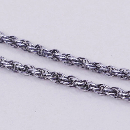 15” 4mm, vintage sterling silver necklace, 925 rope chain