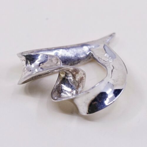 Vintage Italy Sterling Silver Twisted Heart Pendant, Solid 925 Silver Charm