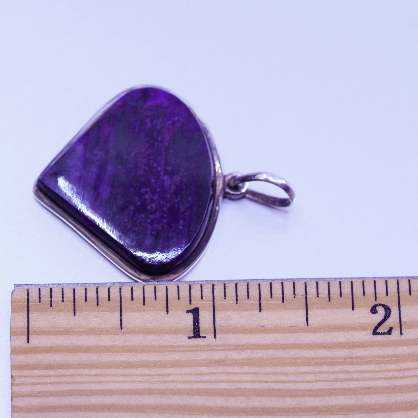 antique sterling 925 silver handmade charm teardrop pendant with purple jasper