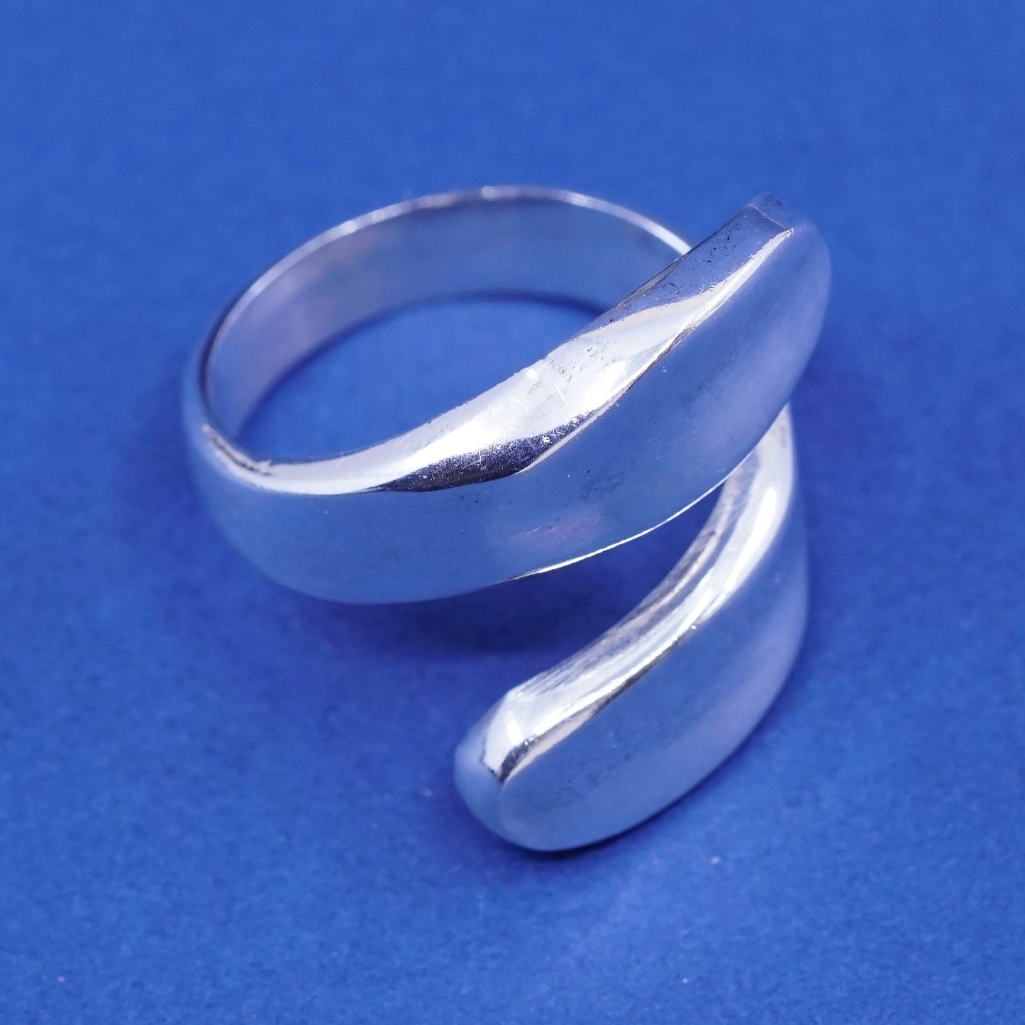 Size 6.75, vintage Sterling silver handmade wrapped ring, 925 statement band
