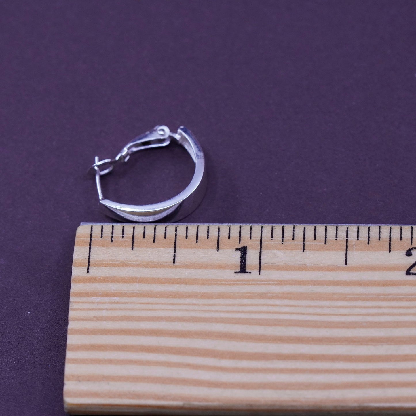 0.5”, Vintage Sterling silver handmade earrings, 925 hoops, huggie