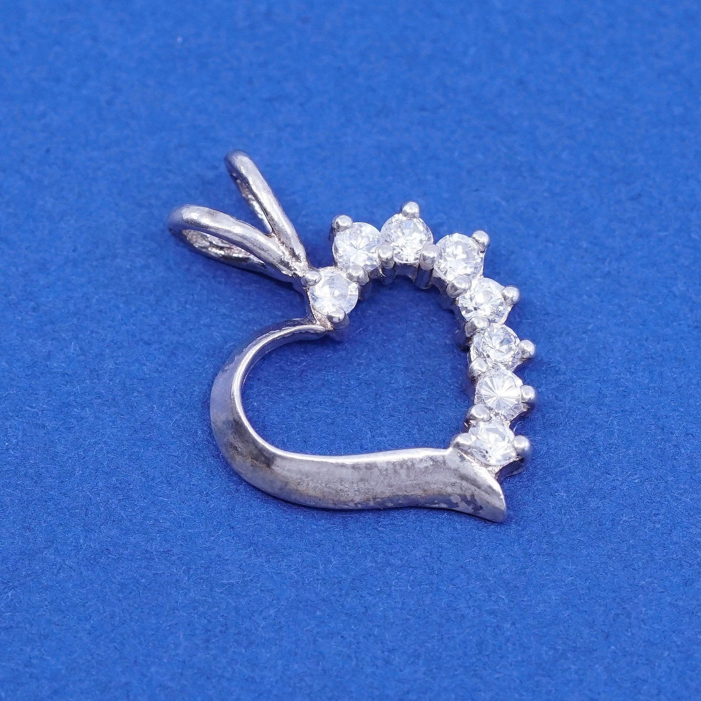 Vintage Sterling silver handmade pedant, 925 heart with crystal