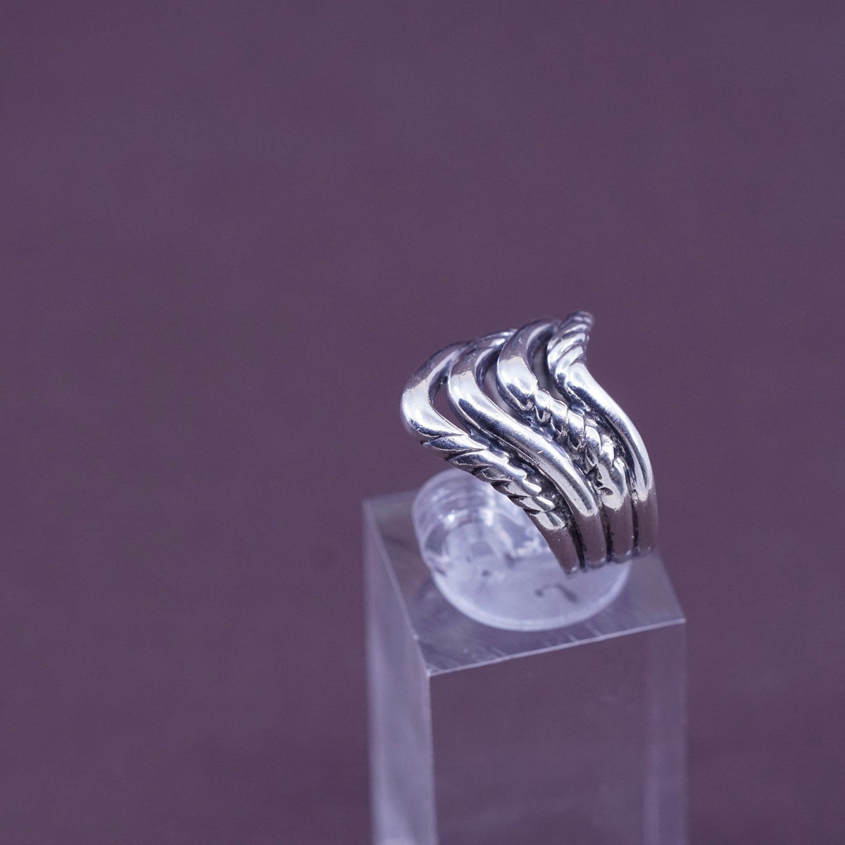 size 7, vintage Sterling silver handmade ring, 925 entwined band