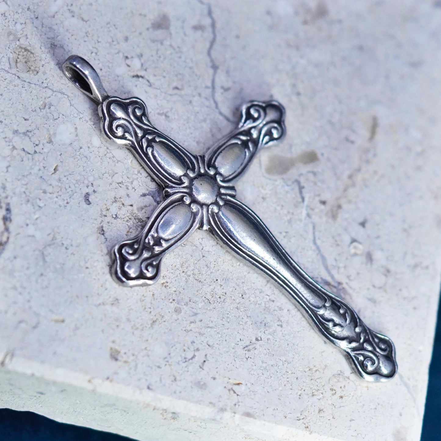 Vintage Sterling silver handmade pendant, 925 cross