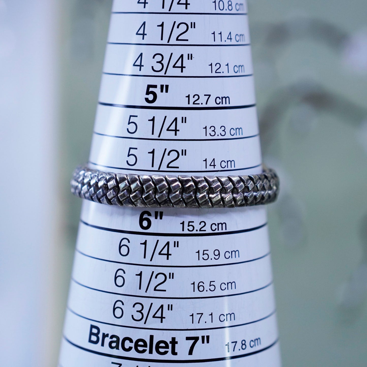 5.75”, Everfine sterling silver elastic bracelet, 925 chain name “goyee bar tag