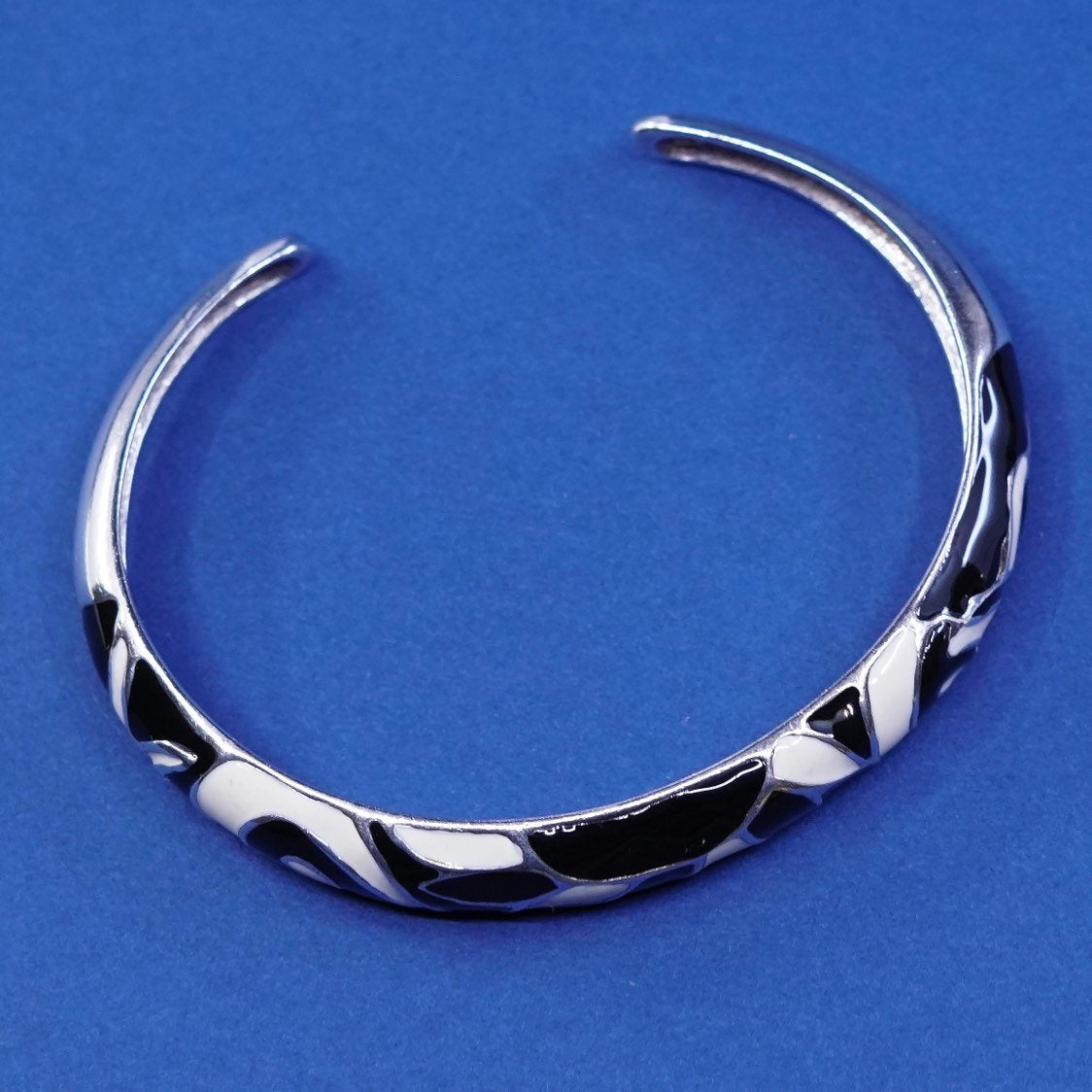 6.5", vtg David Sigal Ca Sterling silver handmade bracelet, 925 cuff w/ swirl