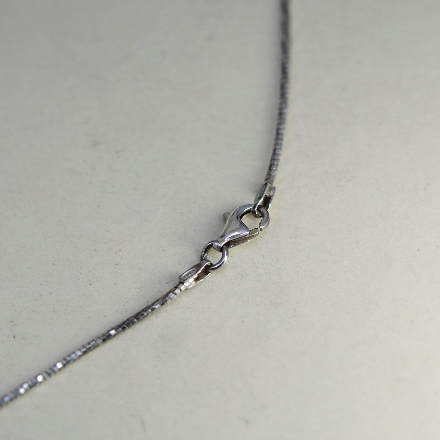 16”, Vintage sterling silver twisted square snake chain, Italy 925 necklace