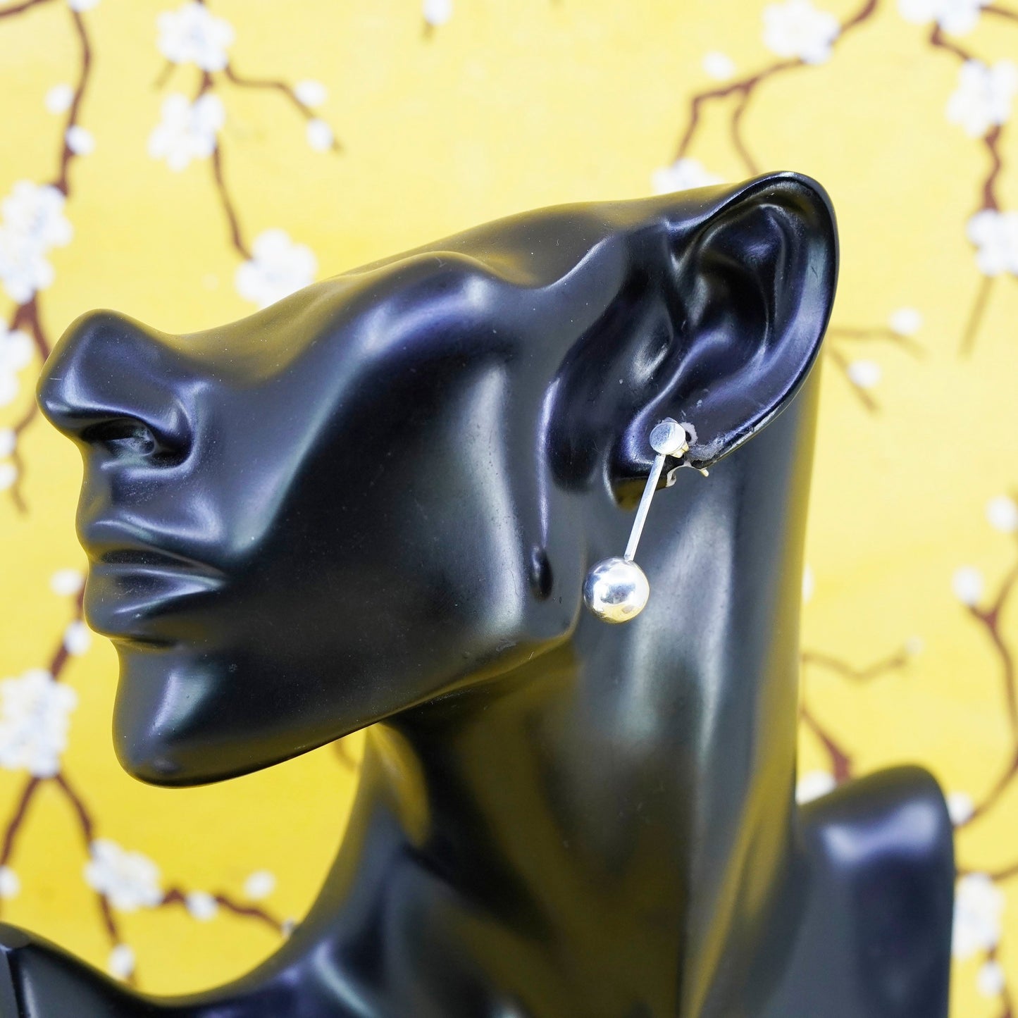 Vintage Sterling silver handmade earrings, 925 beads drops