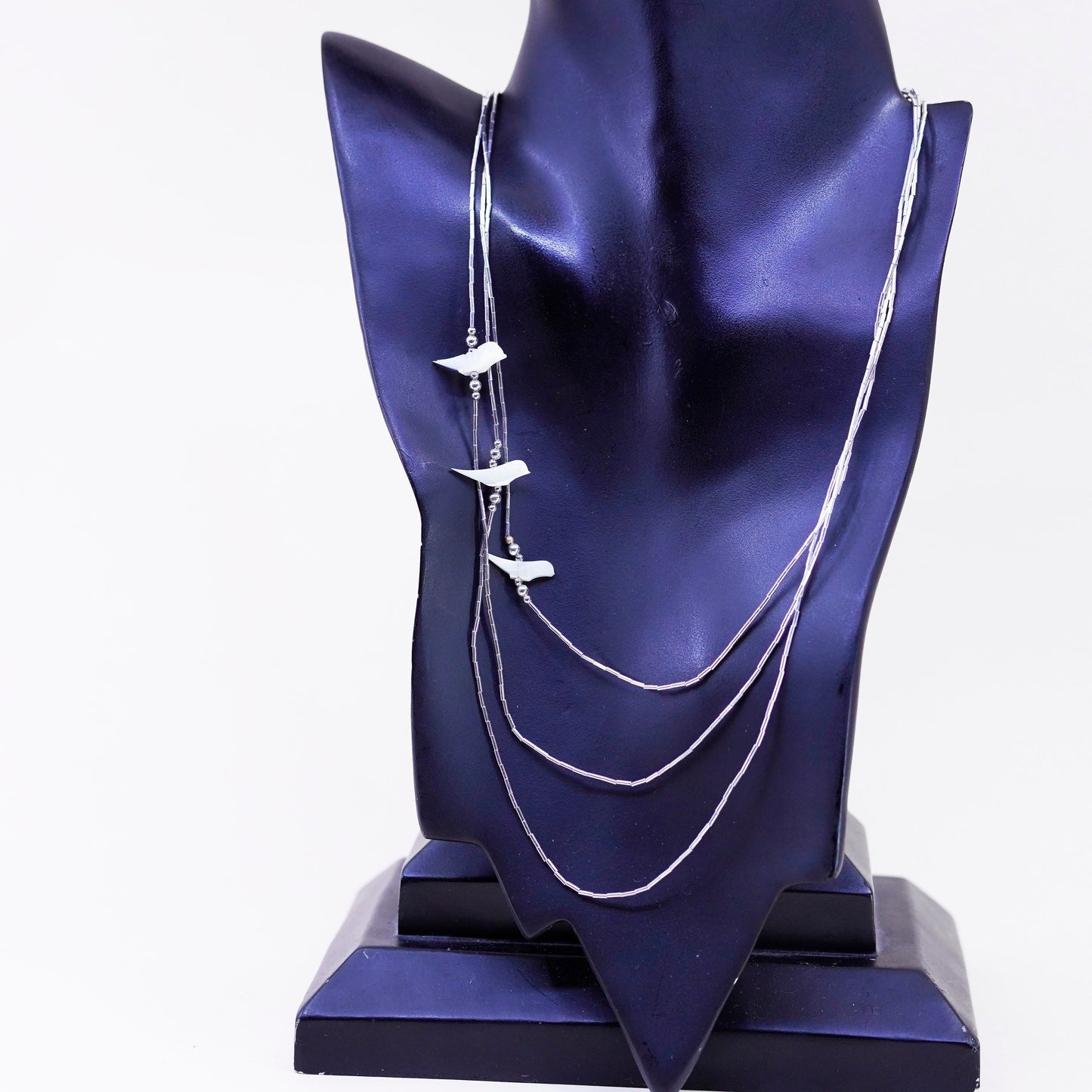 21” Native American Liquid Sterling 925 Silver Bird Charm Fetish necklace chain