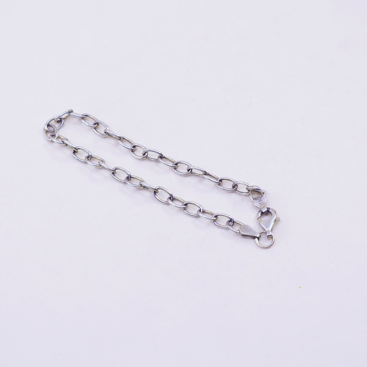 7”, 5mm, Vintage sterling silver handmade bracelet, 925 oval chain
