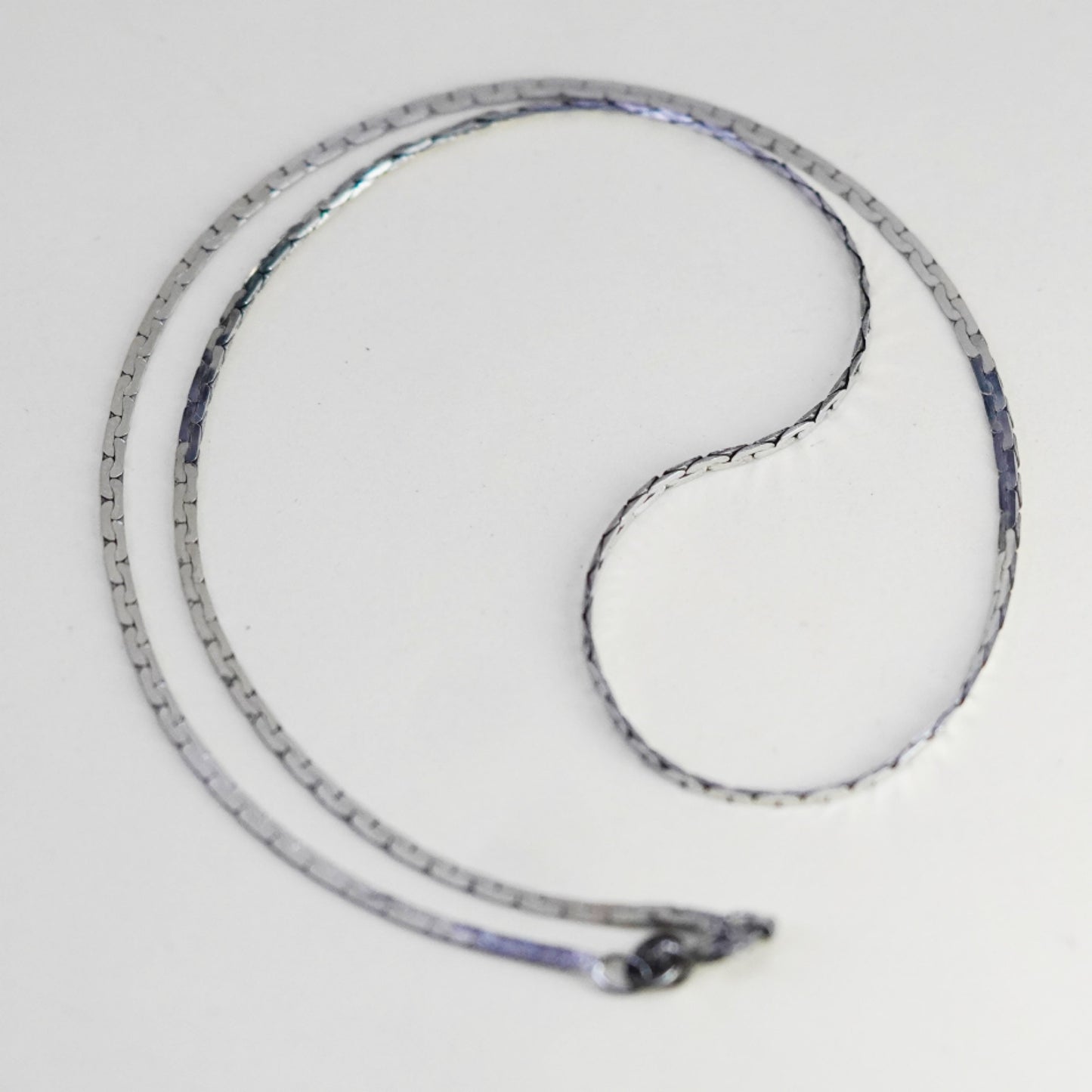 15.5”, 2mm, Vintage sterling silver Italy 925 flatten nugget chain, necklace