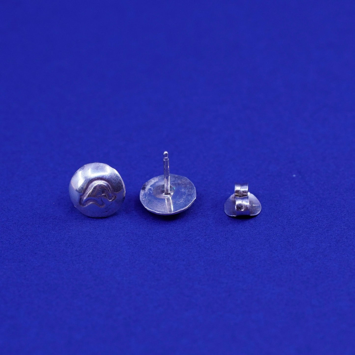 Vintage Native American sterling silver handmade earrings, 925 bear studs
