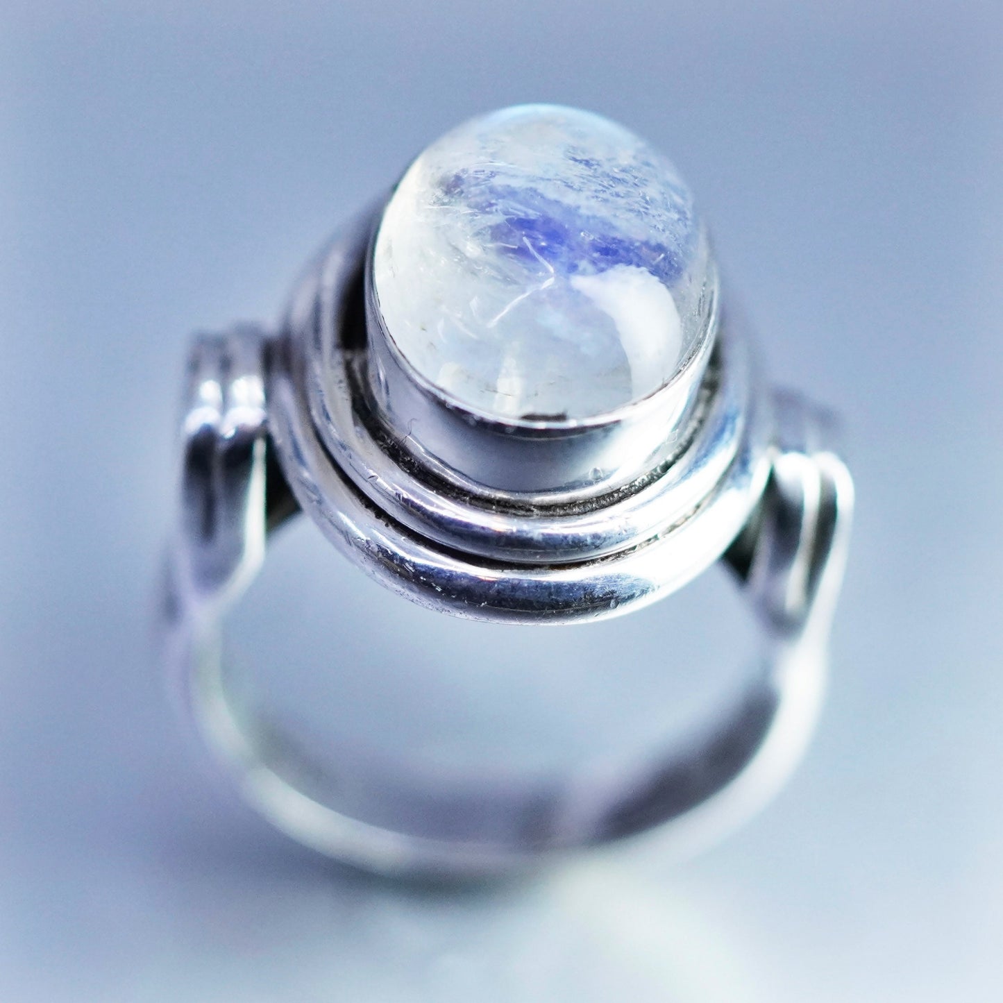 Size 6, vintage Indian Nicky Butler Sterling 925 silver handmade ring moonstone
