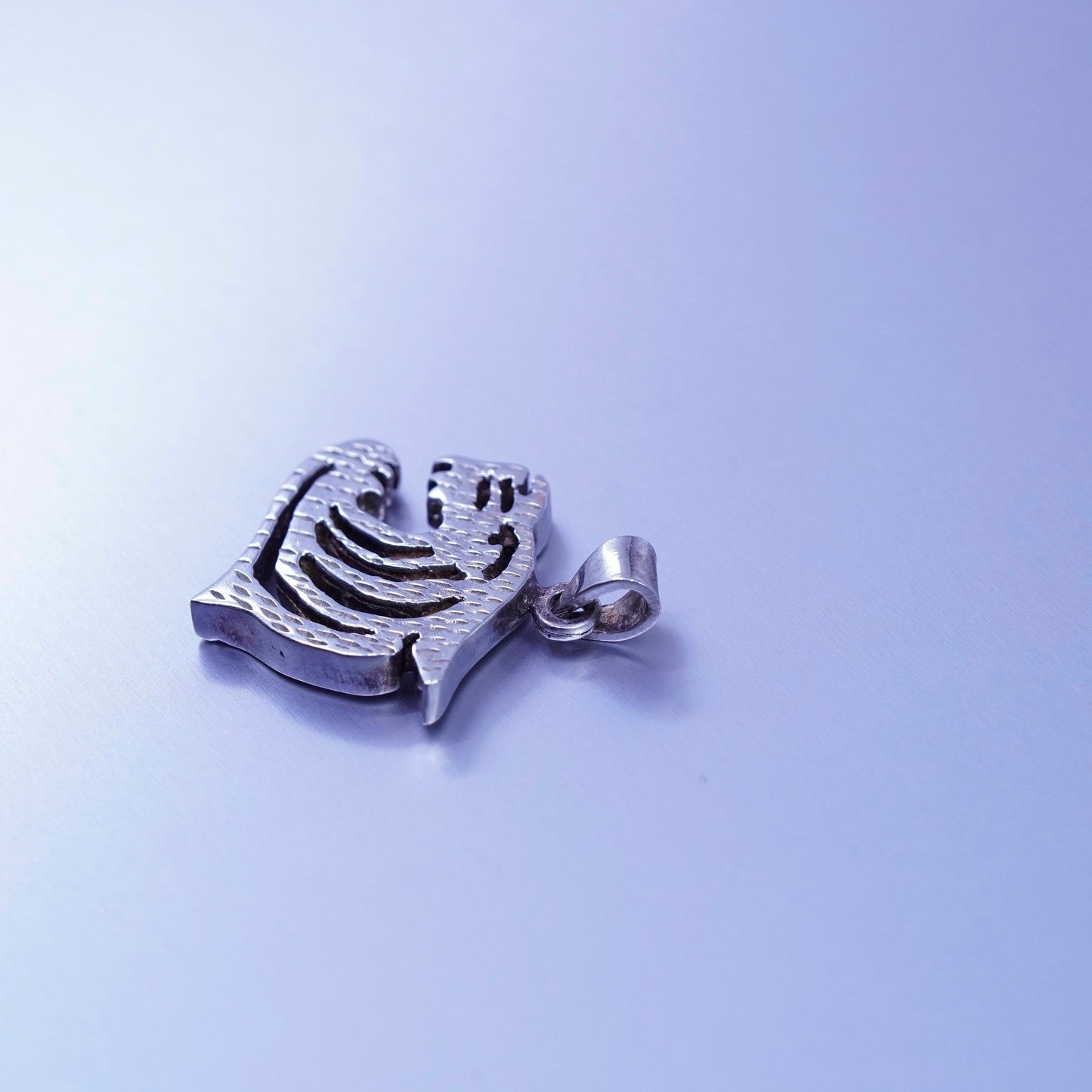 antique sterling 925 silver tiger pendant