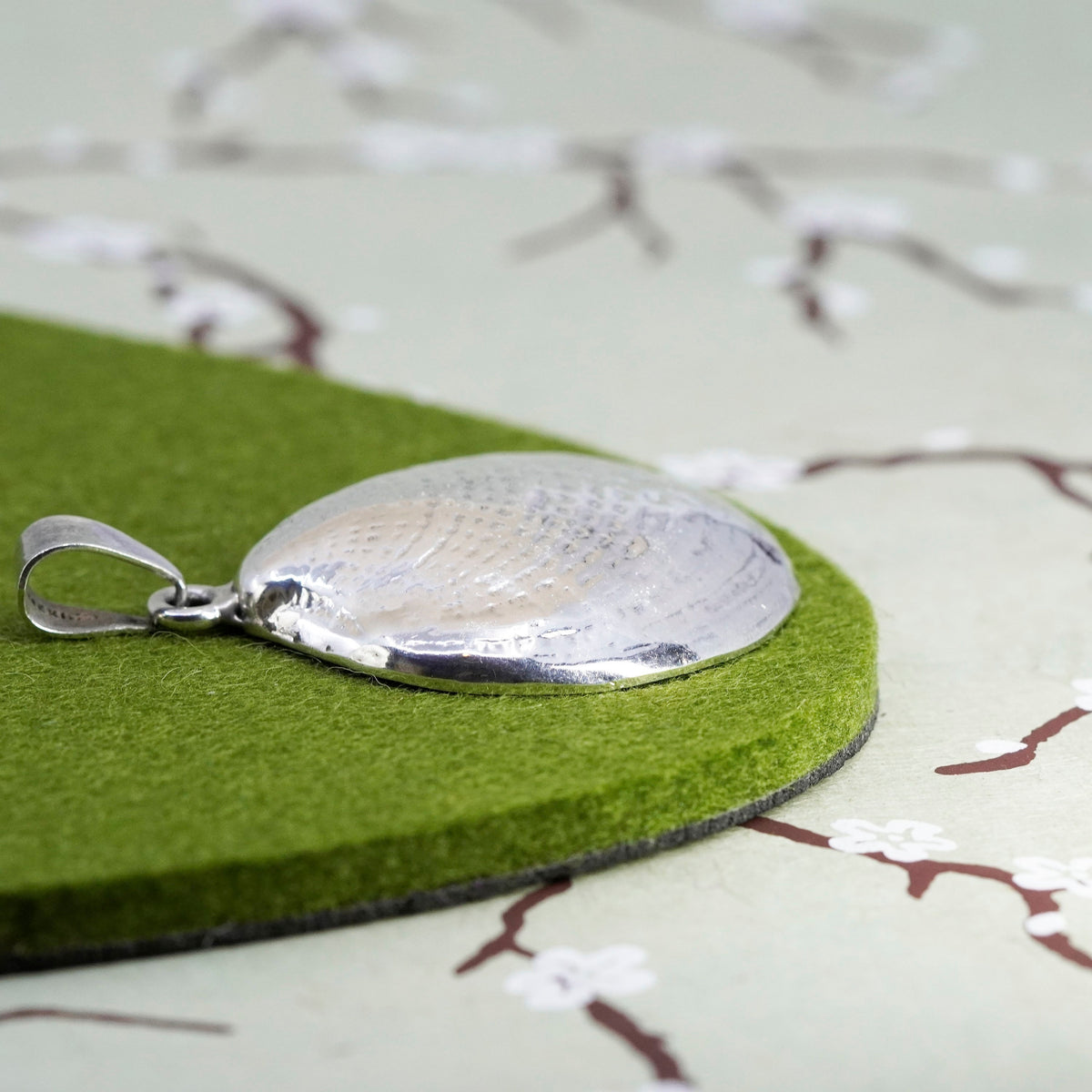Vintage sterling silver handmade pendant, huge 925 shell