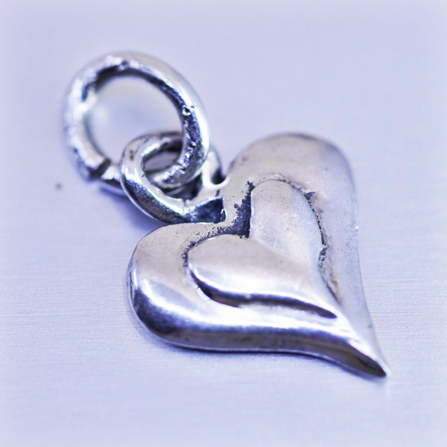 antique sterling 925 silver heart charm pendant