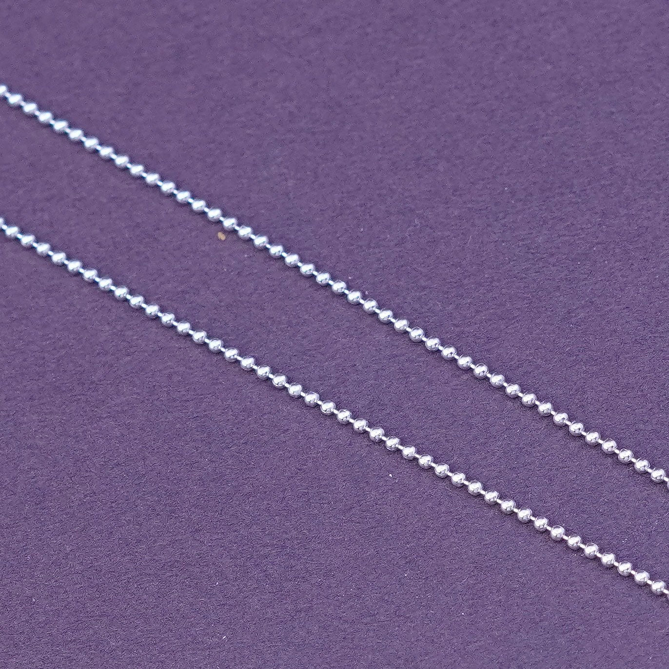 18”, 1mm, vintage Sterling silver beads necklace, 925 chain