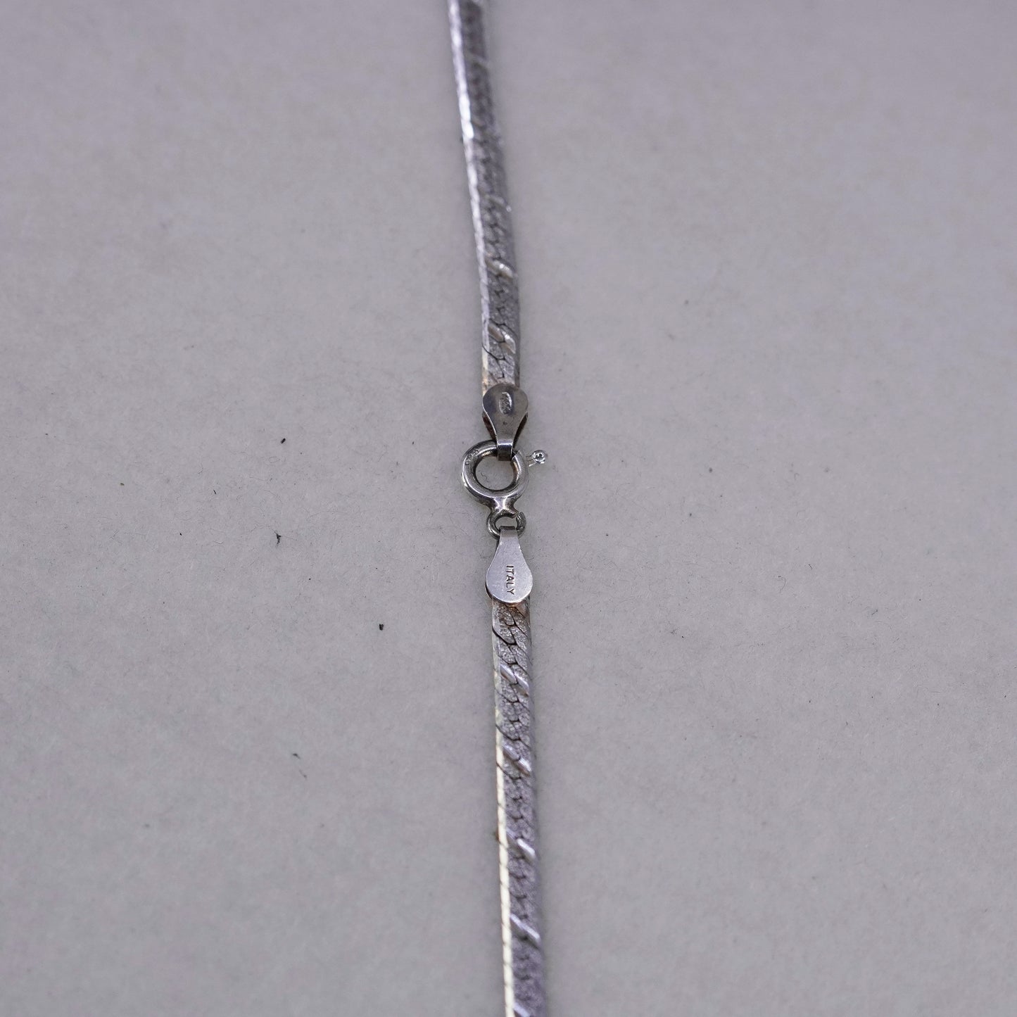 18” 4mm, vintage Italy Sterling 925 silver textured herringbone chain necklace