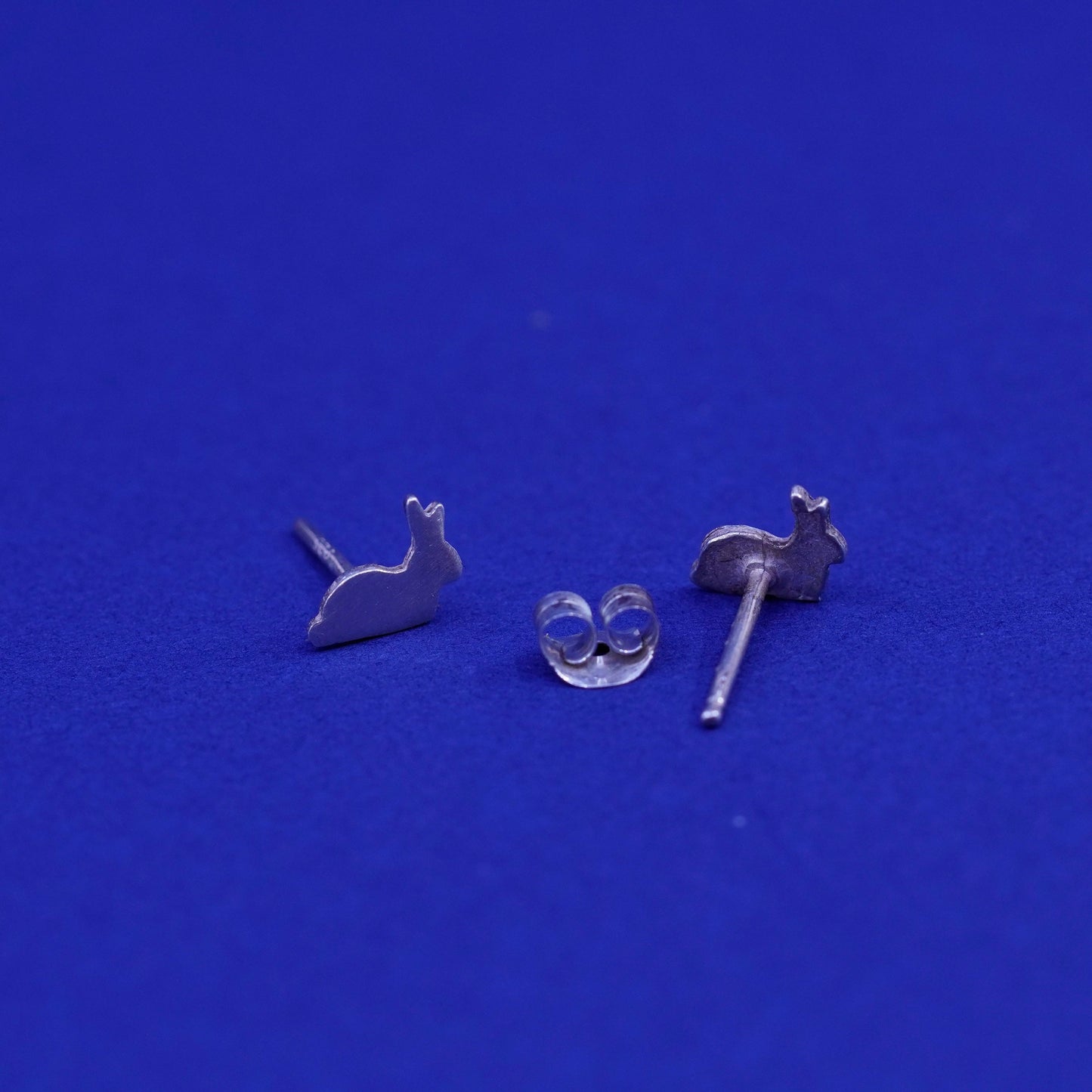 Vintage sterling silver handmade earrings, 925 bunny rabbit studs