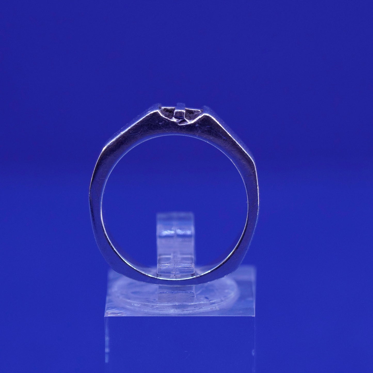 Size 8, vintage BSD Sterling silver handmade ring, 925 band with cross embossed