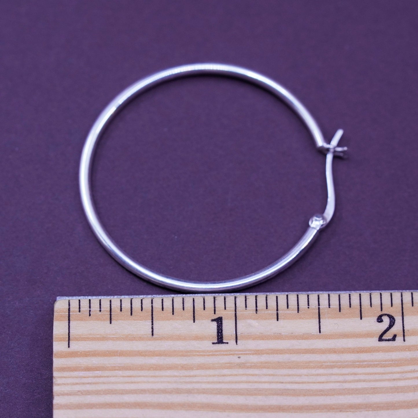 1.75”, vintage Sterling silver handmade earrings, 925 silver hoops