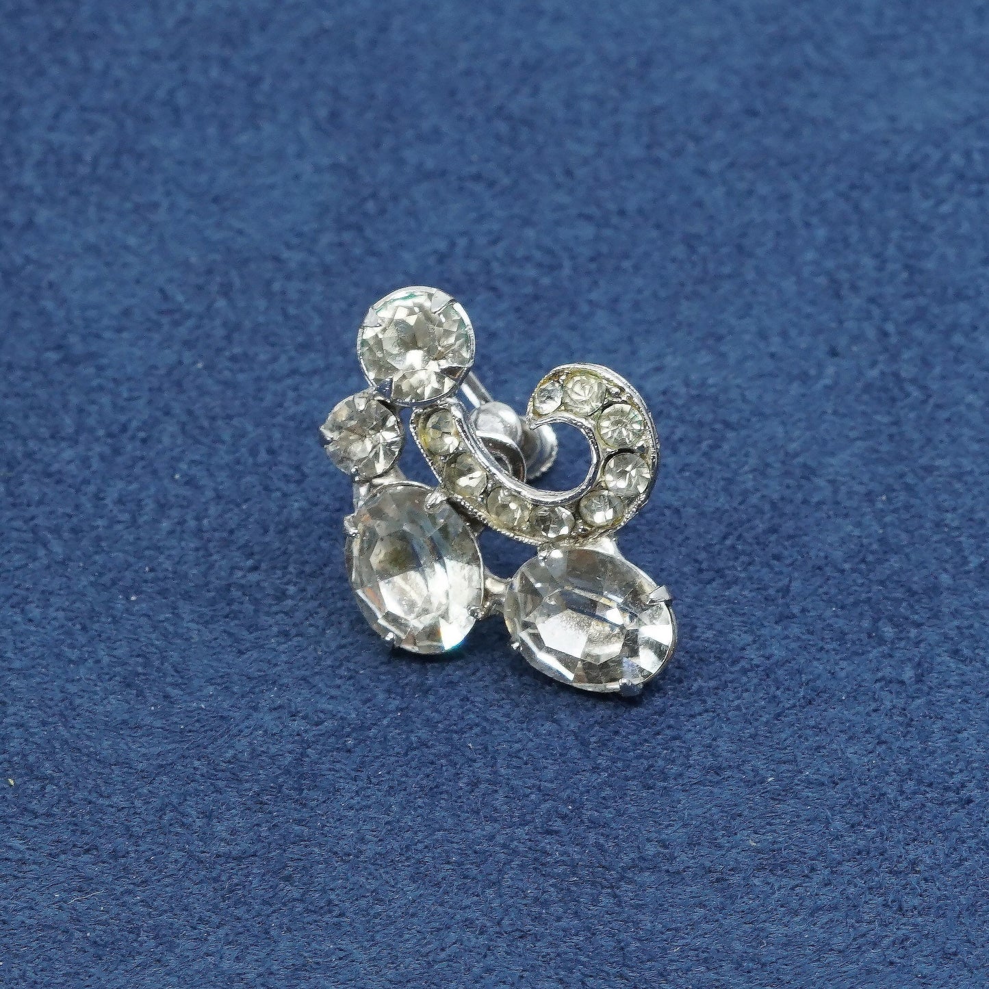 VTG Kramer Sterling silver screw back earrings, 925 W/ Rhinestone