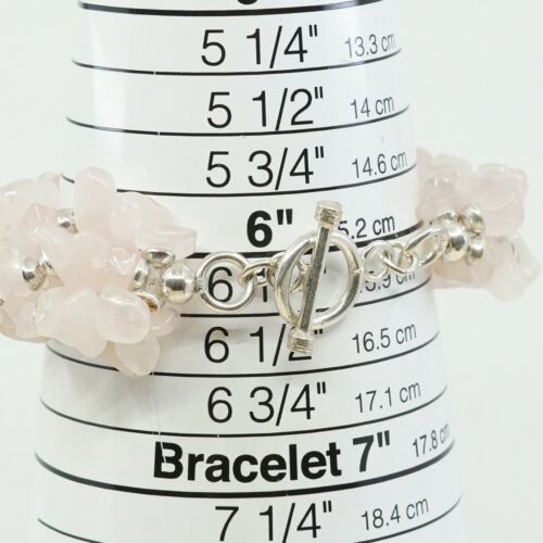 6.25”, Vtg Silpada Sterling Silver Handmade Bracelet, 925 W/ Pink Quartz