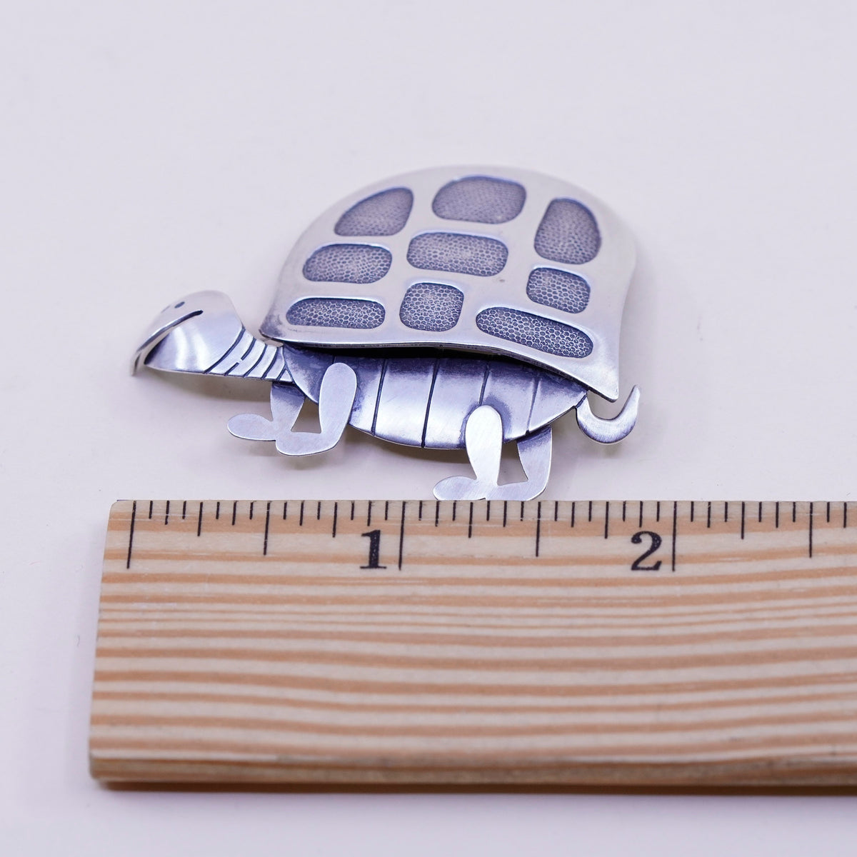 Vintage Sterling silver handmade brooch, 925 turtle brooch
