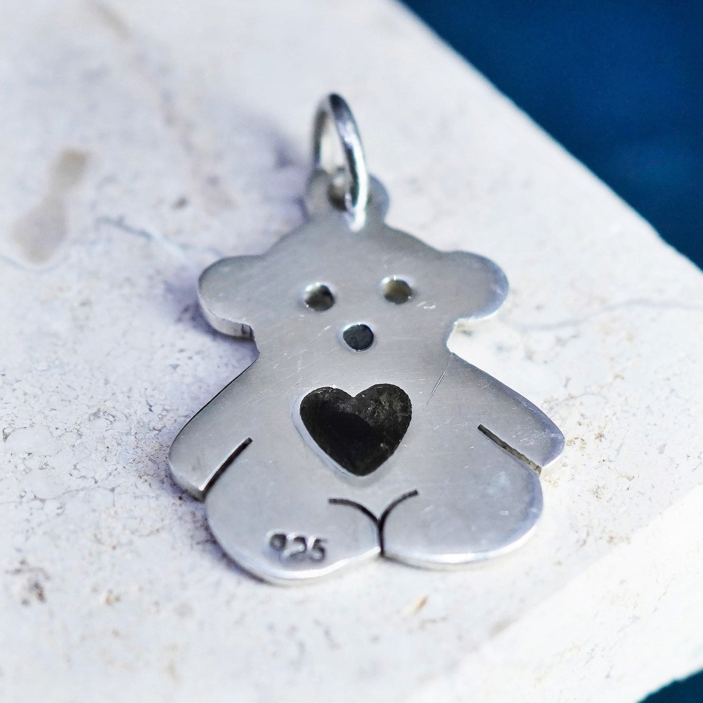 Vintage modern sterling 925 silver handmade teddy bear pendant