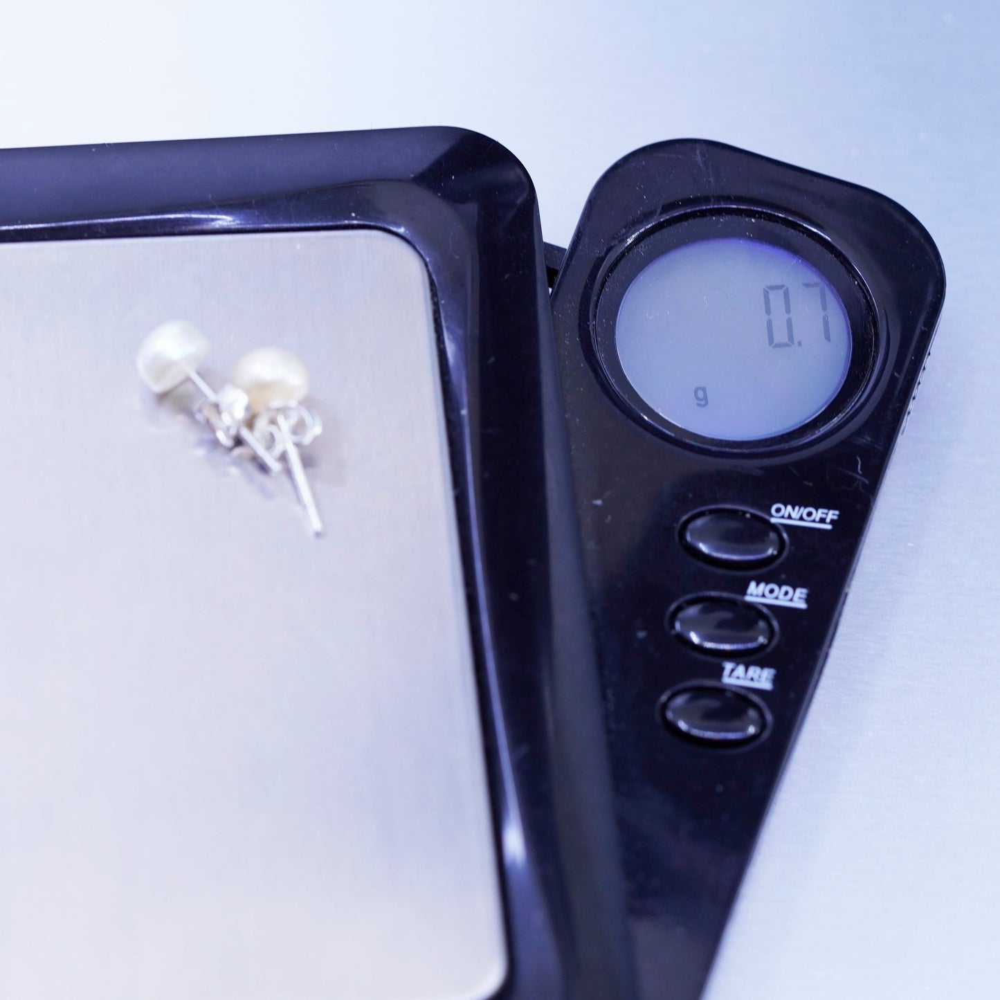 5mm, Vintage Sterling 925 silver handmade earrings, studs with pearl