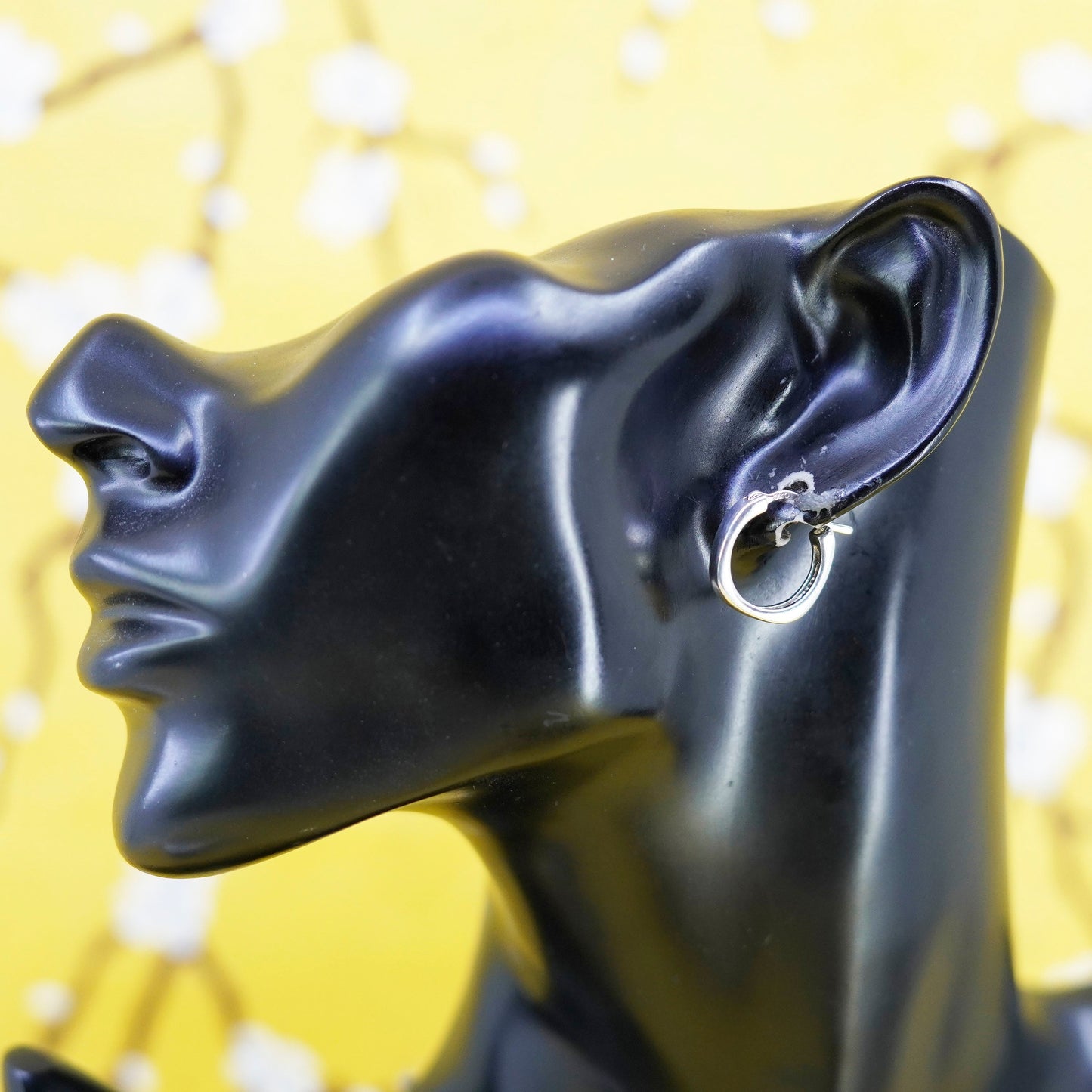 0.5”, vintage Italy Sterling silver handmade hoops, edgy 925 huggie earrings